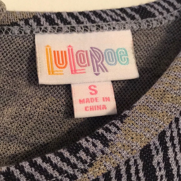 Lularoe Grey and Blue Striped Amelia - Picture 3 of 5